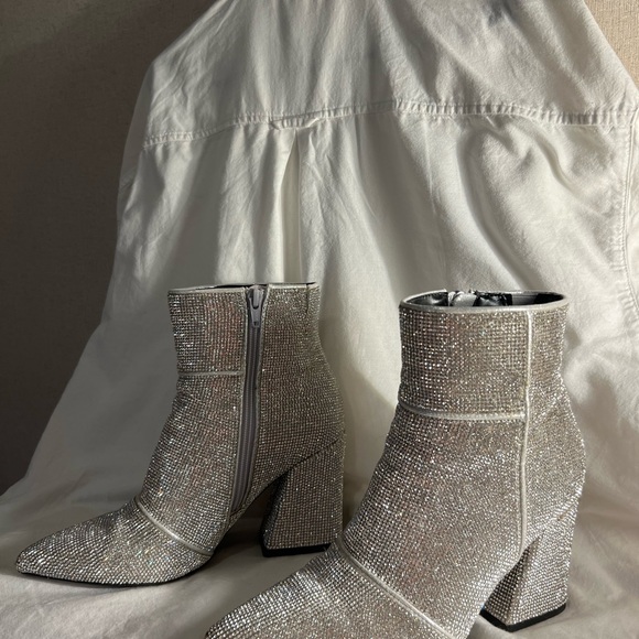 Silver Glitter Ankle Boots - Picture 2 of 4